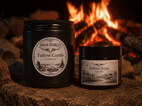 Campfire candle (8oz) and Tallow Balm (2oz) - Summertime bundle!